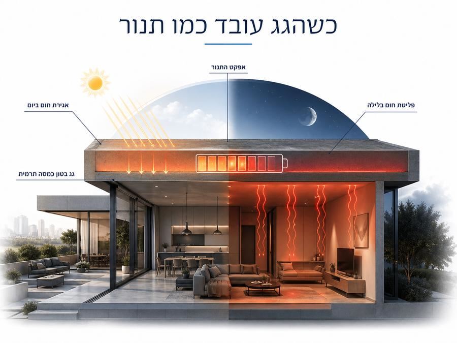 אינפוגרפיקה: גג ללא בידוד סופג חום ביום פולט בלילה